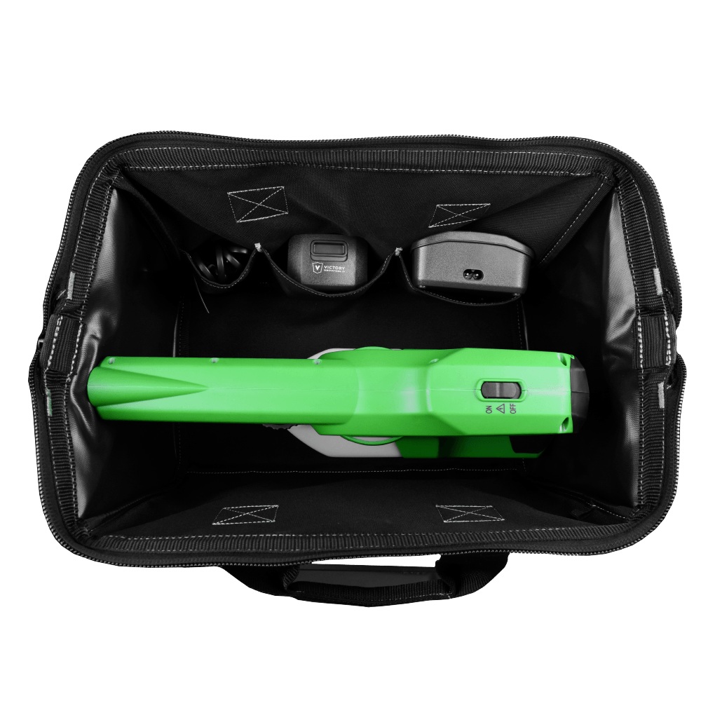 Victory Electrostatic Sprayer Gun Pro with battery and charger in a carrying case.
