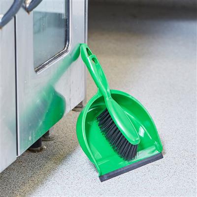 Plastic Dustpan & Brush Set Soft Green - HN070-G 102940 | Durable & Compact Cleaning Tool