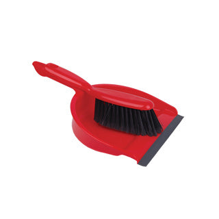 Plastic Dustpan & Brush Set Soft Red - HN070-R 102940 | Durable & Compact Cleaning Tool