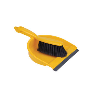 Plastic Dustpan & Brush Set Soft Yellow - HN070-Y 102940 | Durable & Compact Cleaning Tool