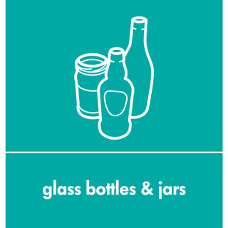 Recycling Sticker Teal - Glass 105168 | English Label