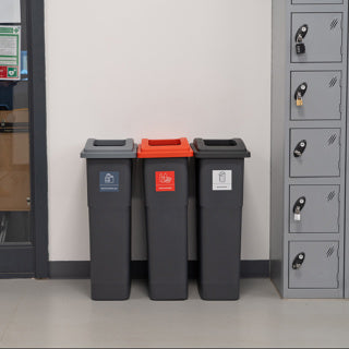 Recycling Wall Hugger Bin 90L & Lid Grey - 105210 | Slim Space‑Saving Waste & Recycling Bin