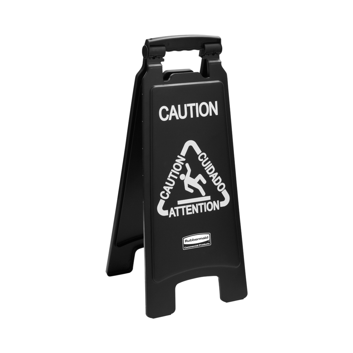 Rubbermaid Executive Wet Floor Caution Sign Black - Multi‑Lingual | 2‑Sided Safety Floor Sign