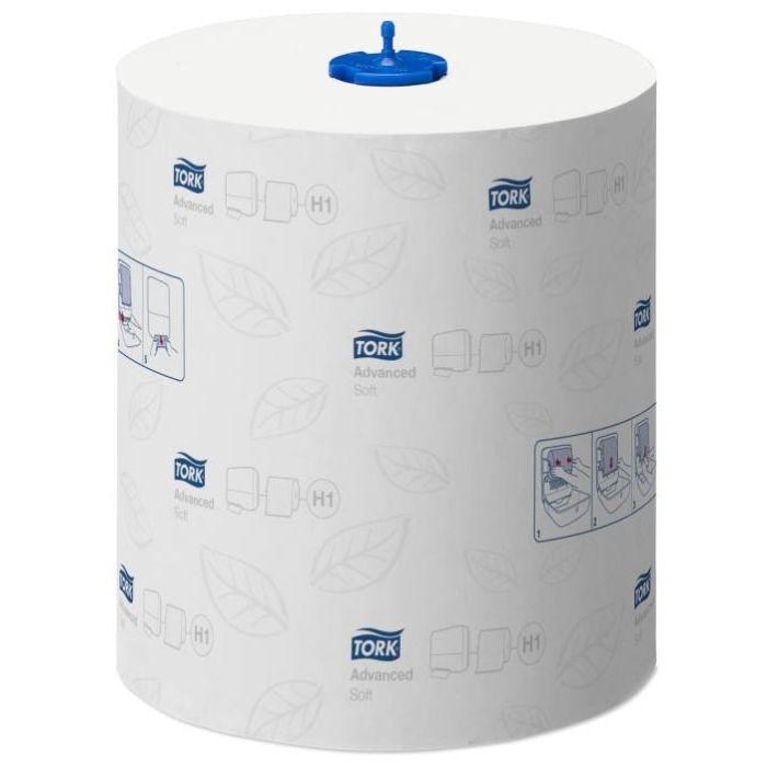 Tork Advanced White Hand Towel Roll – 150M, 2-ply, H1 dispenser compatible.