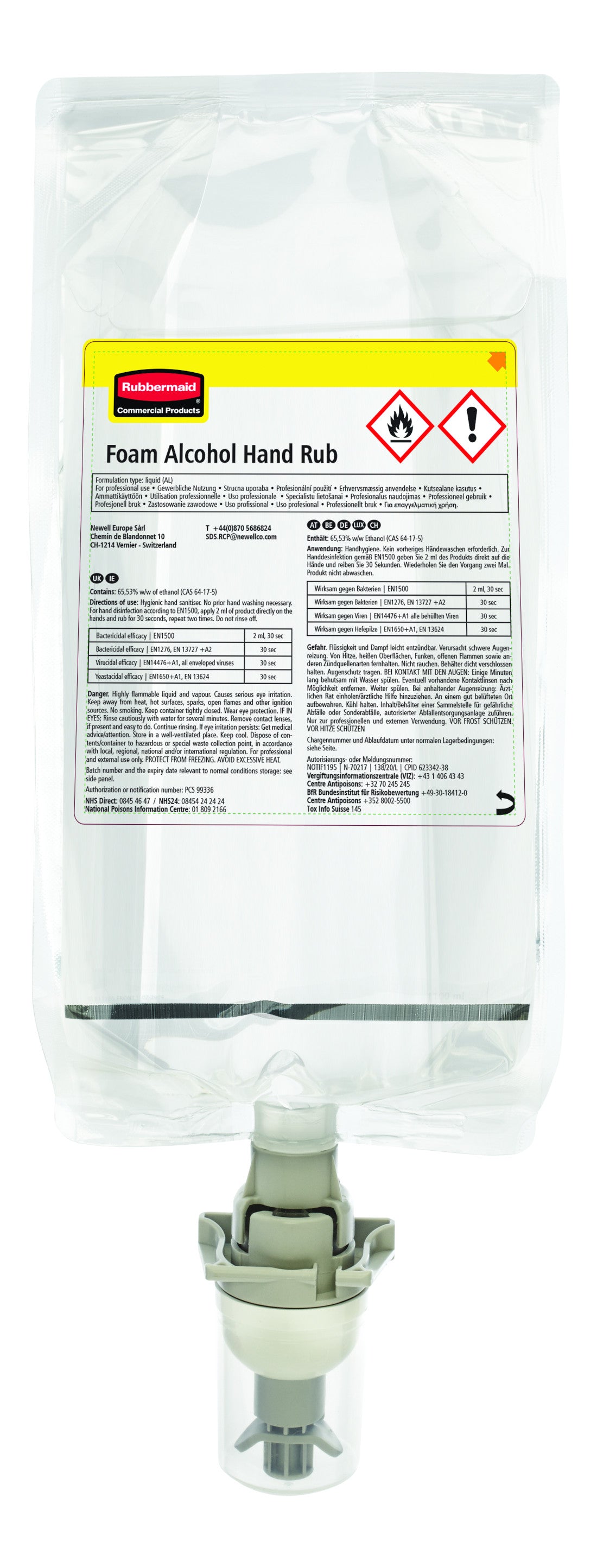 Rubbermaid Alcohol Plus Refill 4×1000ml - 2146691 | High‑Efficacy Hand Sanitiser Refills
