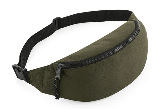 BagBase Recycled Belt Bag in Military Green – stylish and eco-friendly waist bag.
