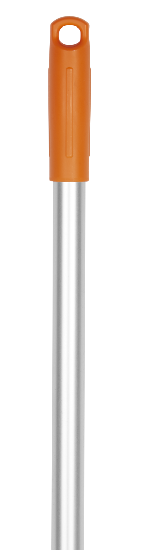 Vikan Aluminium Handle - 1460mm hygiene handle with orange grip and threaded end.
