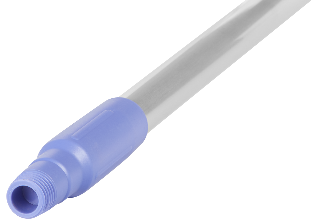 Vikan Aluminium Handle - 1460mm purple hygiene handle with a Ø25mm threaded end.
