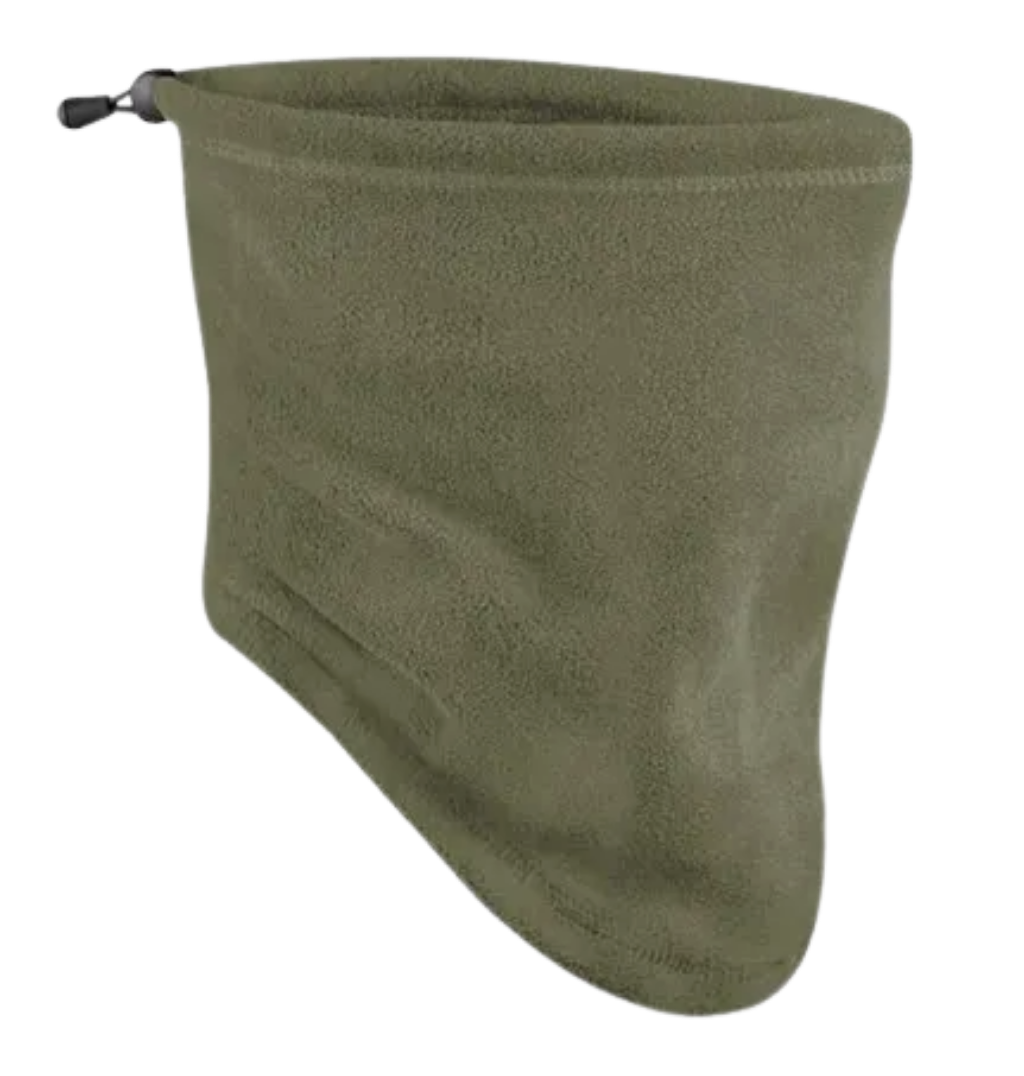 Recycled Fleece Snood in Olive Green – soft, warm neck gaiter for outdoor use.