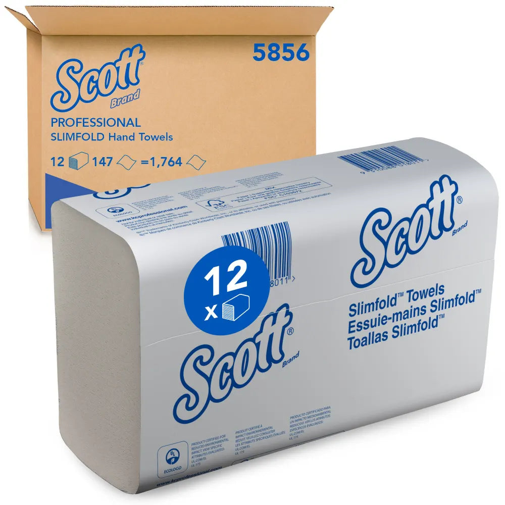 Scott Slimfold Hand Towels – packaging showing 12 packs with 1,764 sheets total.