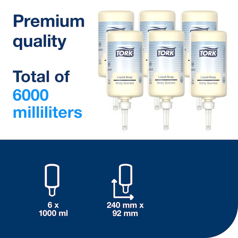 Tork Mild Liquid Soap 6 x 1L - BK097-1 - 420501