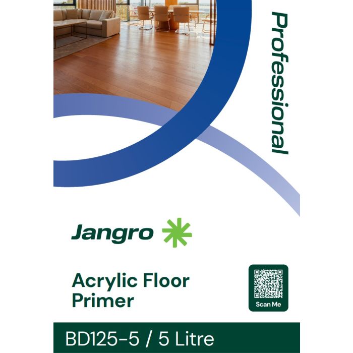 Jangro Acrylic Floor Primer 5L packaging with product details and usage information.