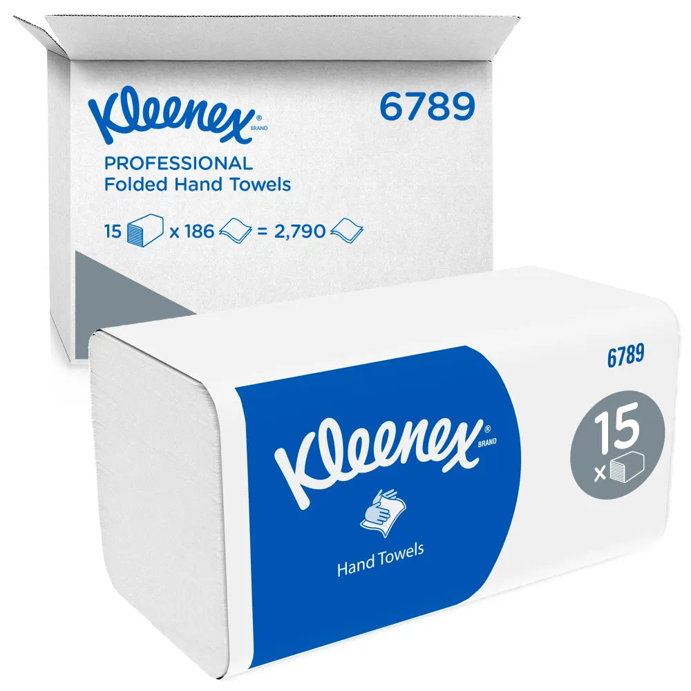 Kleenex 6789 2-ply white small interfold hand towels packaging.