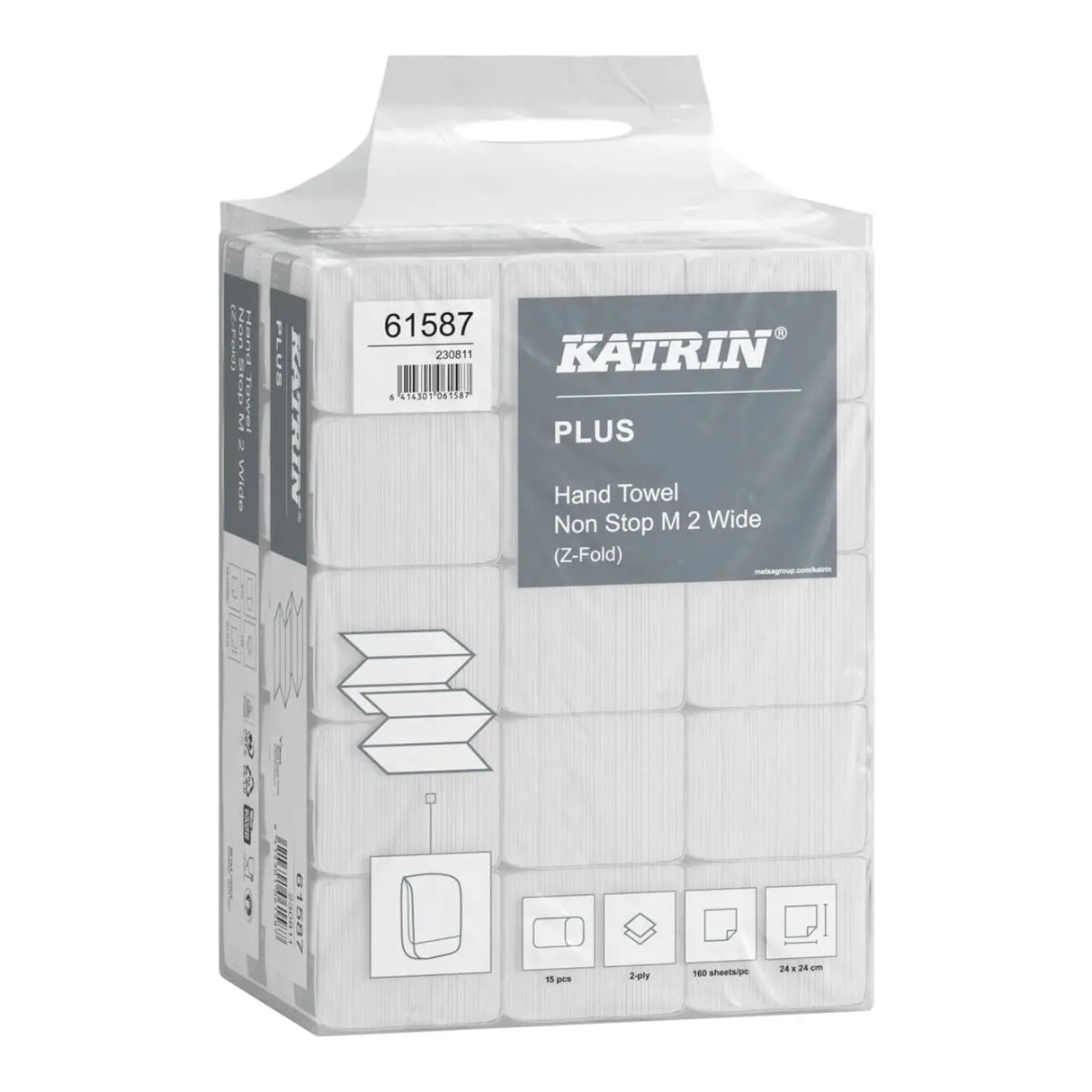 Katrin Plus 61587 Non Stop M 2 | 2400 Sheets | 2-Ply White Paper Towels