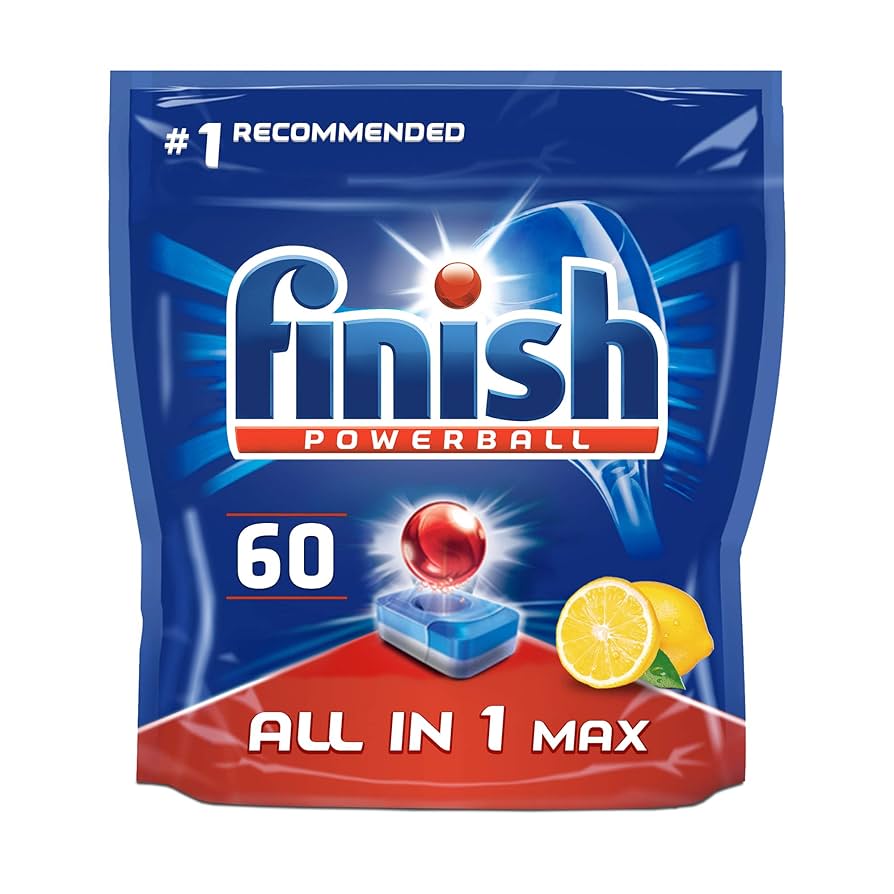 Finish All in 1 Max Powerball Dishwasher Tablets – 60 Pack | Lemon Sparkle