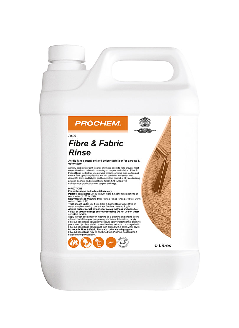 Prochem Fibre & Fabric Rinse 5L - professional acid rinse for carpets and upholstery.