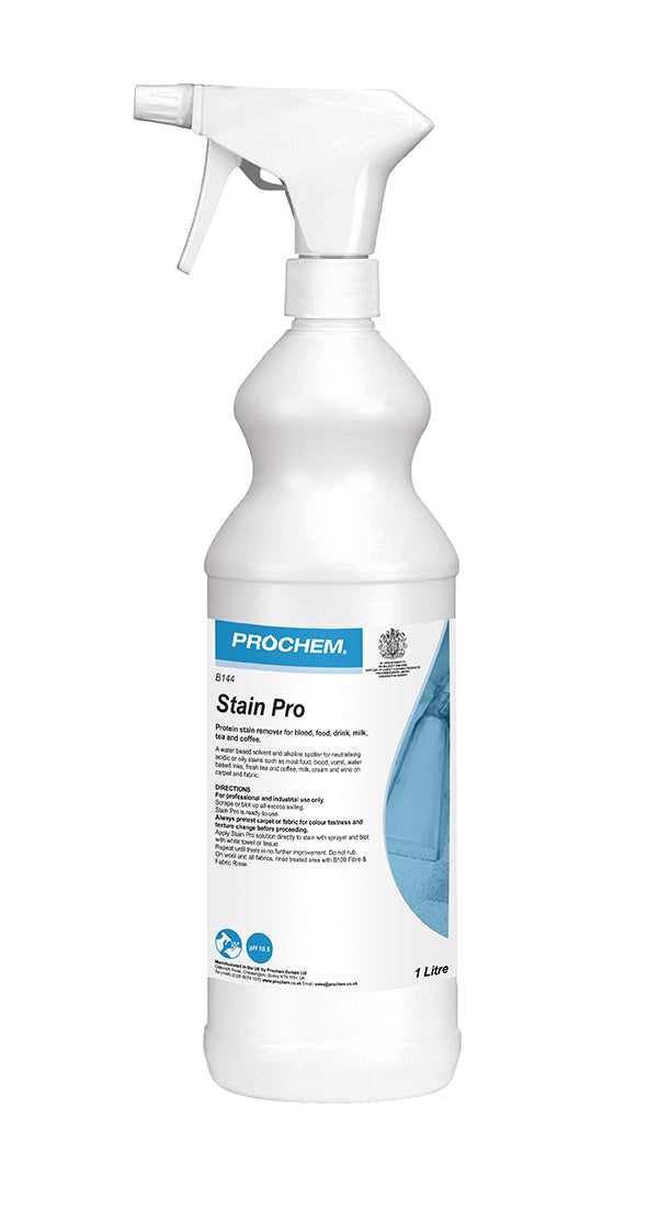 Prochem Stain Pro 1L bottle with trigger spray for removing protein stains.