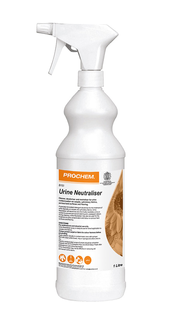 Prochem Urine Neutraliser - spray bottle with usage instructions and product information.