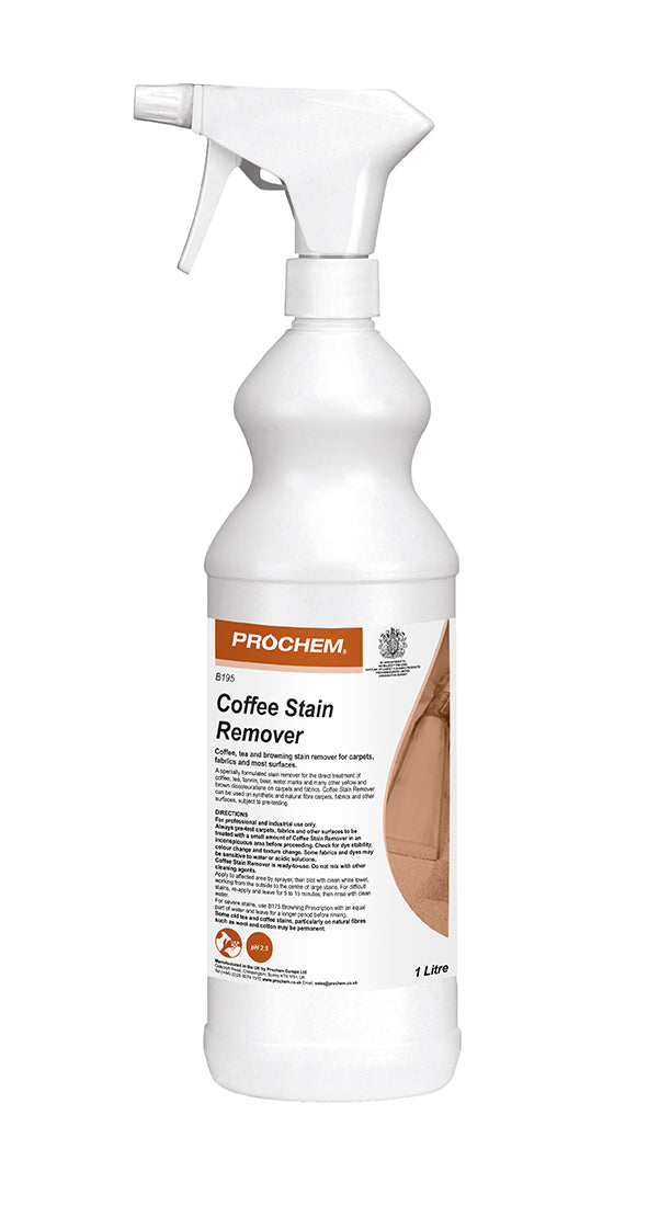 Prochem Coffee Stain Remover B195 | 1L Acidic Spotter for Tea & Coffee Stains