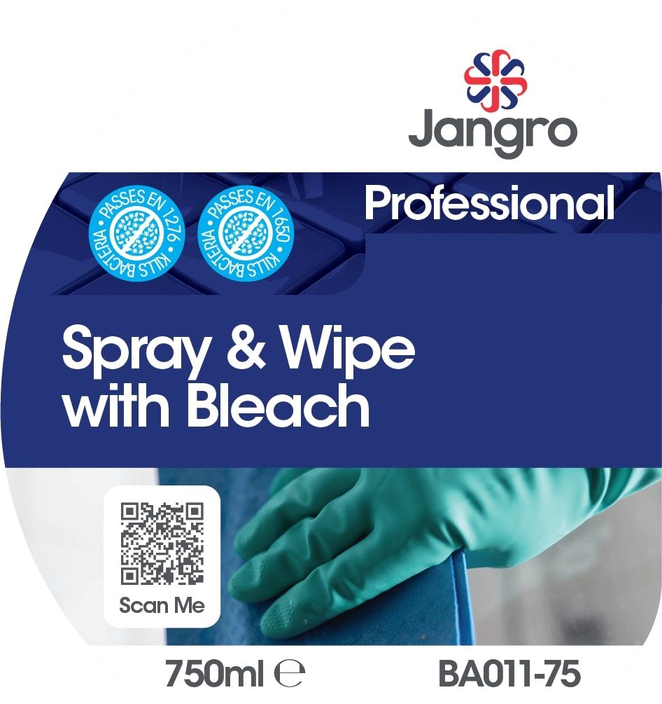 Jangro Spray & Wipe with Bleach 750ml - Bactericidal Cleaner | BA011-75