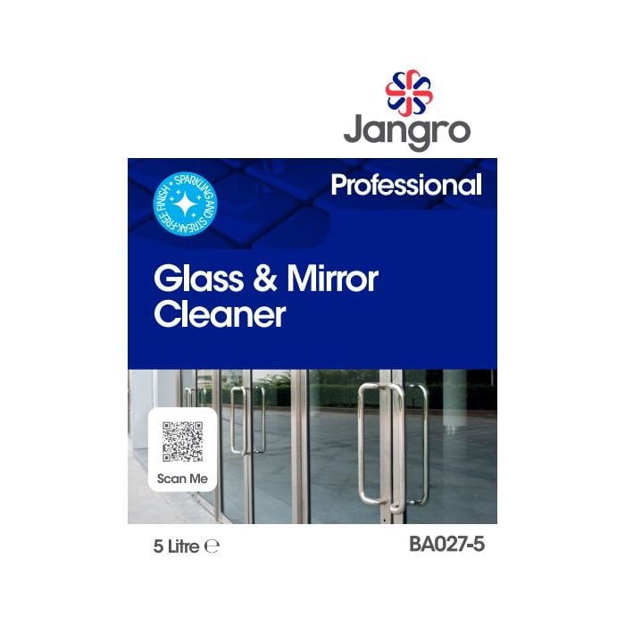 Jangro Glass & Mirror Cleaner 5L - Streak-Free Finish for Glass & Stainless Steel | BA027-5