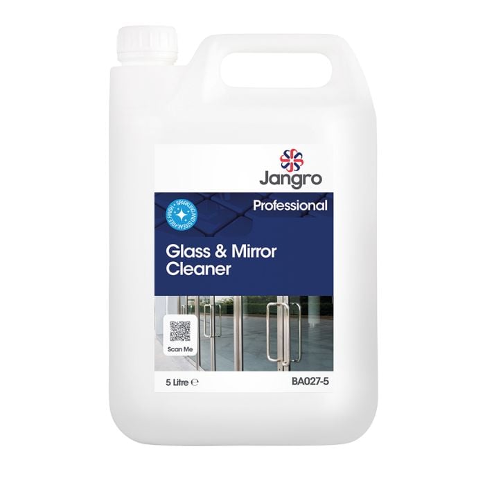 Jangro Glass & Mirror Cleaner 5L - Streak-Free Finish for Glass & Stainless Steel | BA027-5