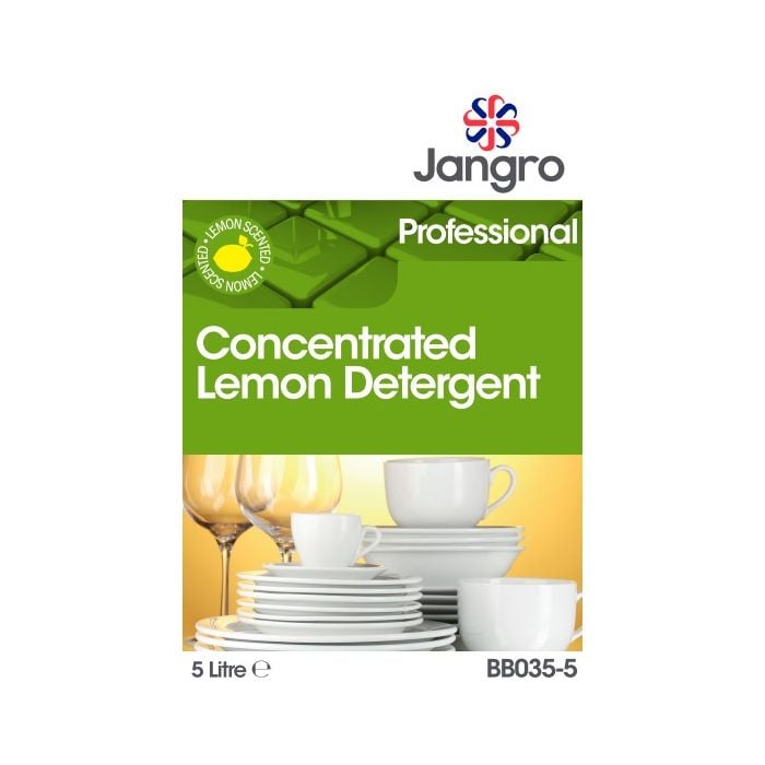 Jangro 20% Concentrated Lemon Detergent 5L- BB035-5 | Manual Dishwashing & Surface Cleaner