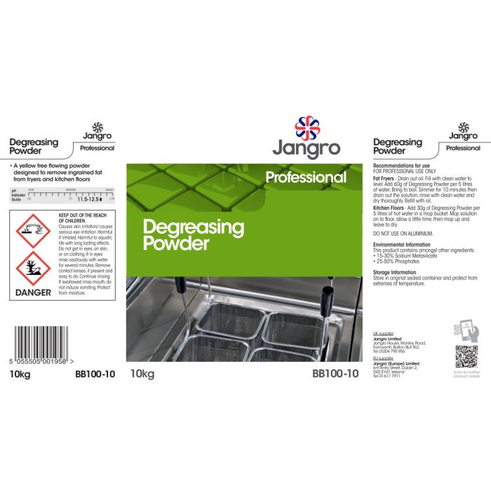 Jangro Degreasing Powder 10KG - Heavy Duty Industrial Cleaner | BB100-10