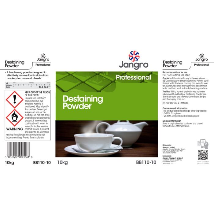 Jangro Destaining Powder 10kg BB110-10 | Tannin Stain Remover