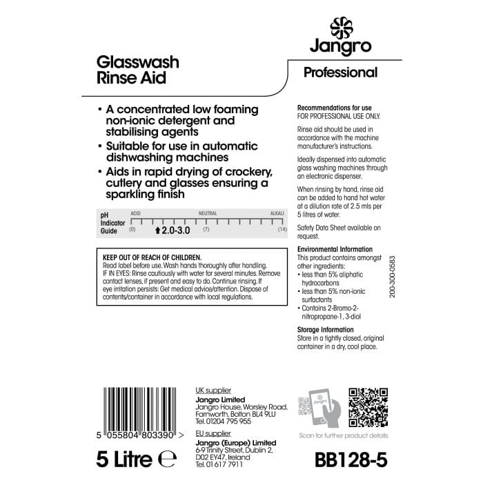 Jangro Professional Glasswash Rinse Aid 5 Litre - BB128-5