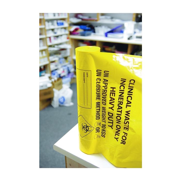 Clinical Waste Sacks - Yellow, Heavy Duty, 90L (15"x28"x39"), 4x25 Pack | CM420