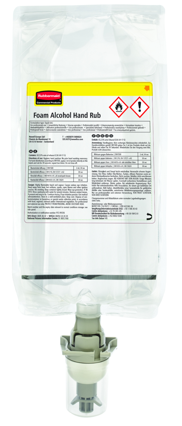 Rubbermaid Alcohol Plus Hand Rub Sanitiser Refill 1000ml x 5