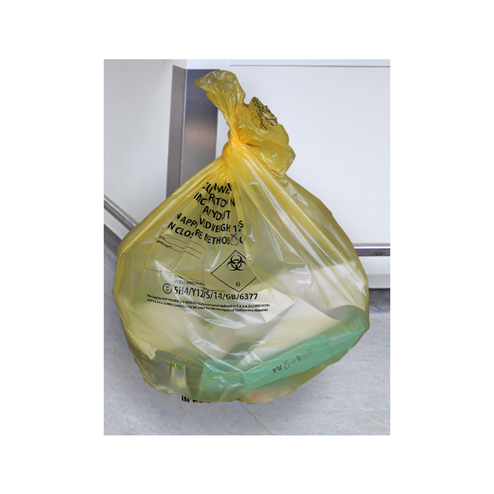Clinical Waste Sacks - Medium Duty, Yellow, 90L (15"x28"x39"), Pack of 500 | CM417