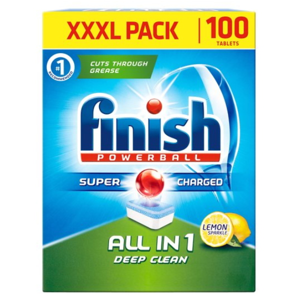 Finish All In One Lemon Dishwasher Tablets x 100 - BB186-100 / RK01981 | Powerful Cleaning & Fresh Scent