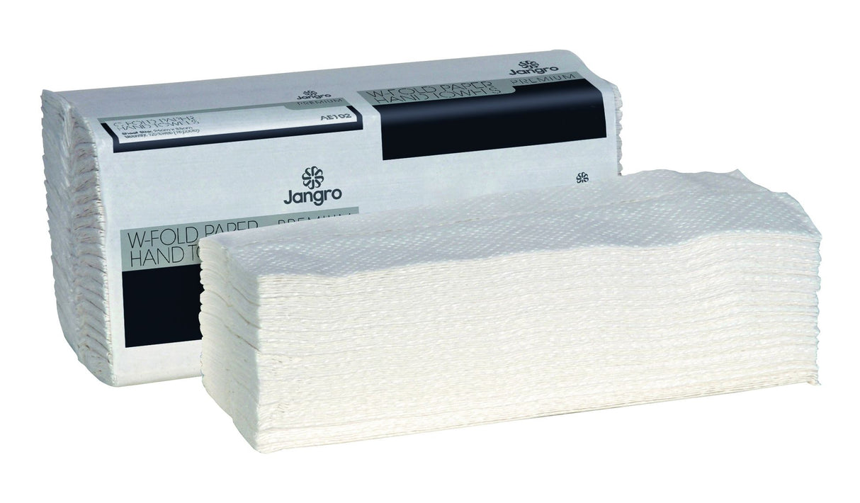 Jangro Premium W-Fold Hand Towel 2ply White x 2000 AE103