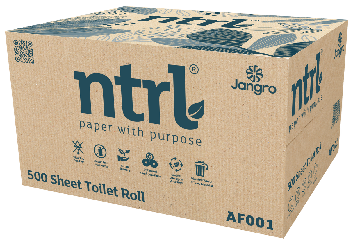 Jangro NTRL Conventional Toilet Roll 2ply x36 - AF001 | 500 Sheet Eco-Friendly Tissue