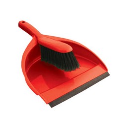 Plastic Dustpan & Brush Set Soft Red - HN070-R 102940 | Durable & Compact Cleaning Tool