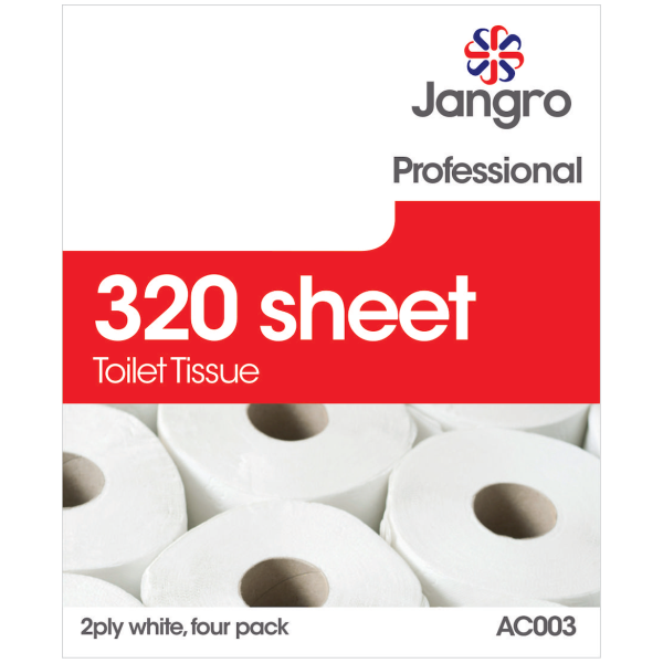 Jangro Professional 320 Sheet Toilet Roll, 9 x 4 Pack, 2 ply AC003 - W320JA