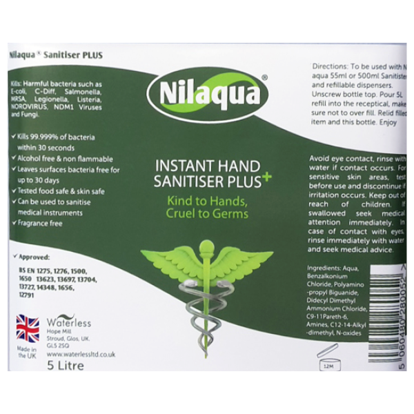 Nilaqua Sanitiser Plus Foam Alcohol Free 5 litre Refill NSP-5L