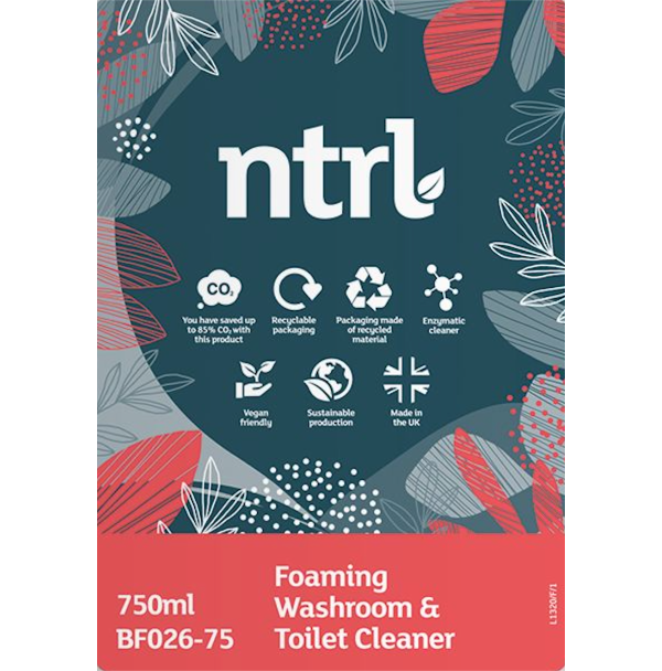 Jangro NTRL Foaming Washroom & Toilet Cleaner 750ml - Eco-Friendly & Powerful | BF026-75