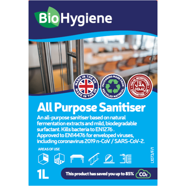 BioHygiene All Purpose Sanitiser Fragranced 1L - Optic Bottle Concentrate