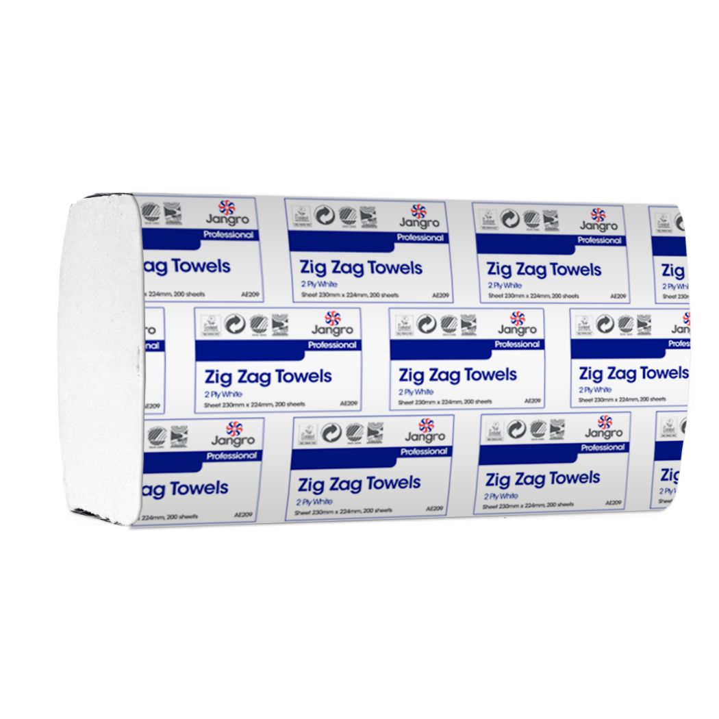 Jangro Professional ZZ 2ply White handtowel AE209 4000 per case-P01495