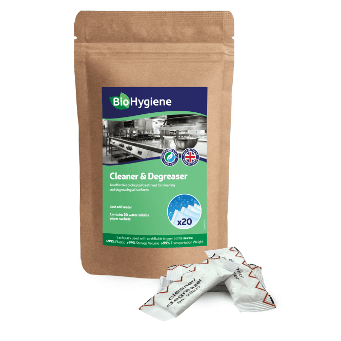 BioHygiene Kitchen Cleaner Degreaser Sachets (Pack of 20) | Eco-Friendly Concentrated Cleaning