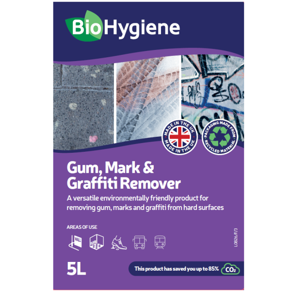 BioHygiene Gum, Mark & Graffiti Remover RTU 5L | Eco-Friendly Surface Cleaner