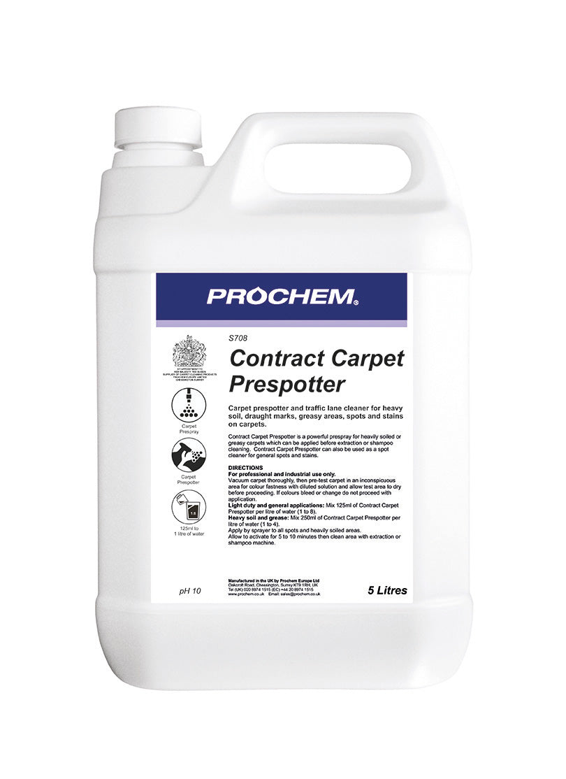 Prochem Contract Carpet Pre‑Spotter 5L - S708‑05 | Professional Pre‑Spray & Spotting Cleaner