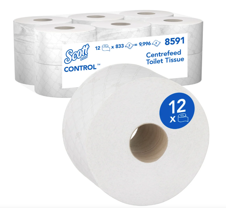 Scott Control Toilet Tissue/Centrefeed Mini Roll White/204m F2-8591 Case 12 - AA320