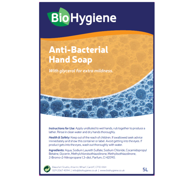 BioHygiene Antibac Hand Soap Blue 5L – Liquid & Fragranced