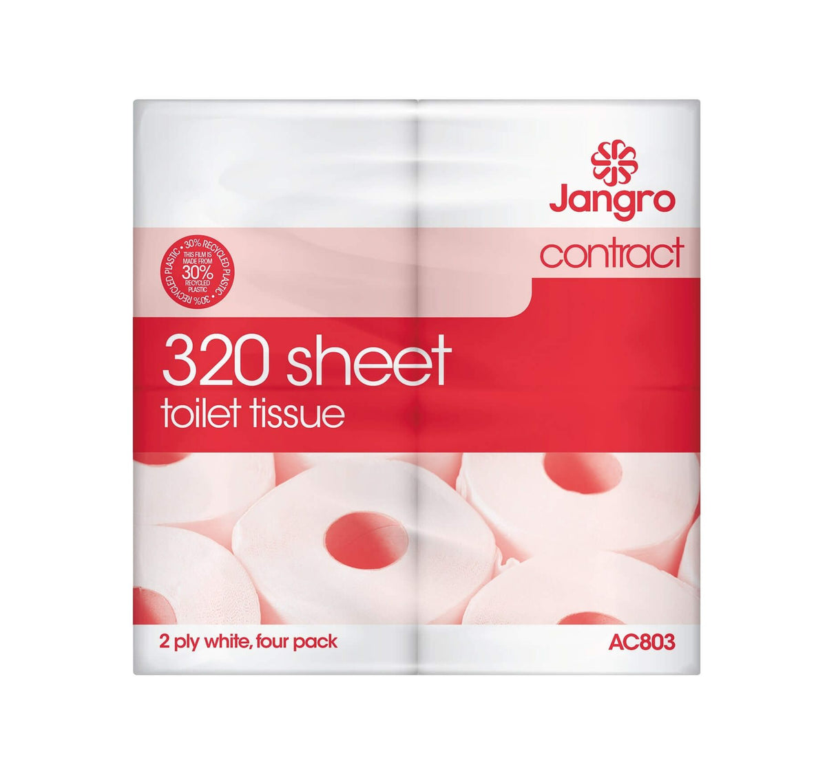 Jangro Contract 320 Sheet Toilet Roll, 2 ply AC803 Case 36
