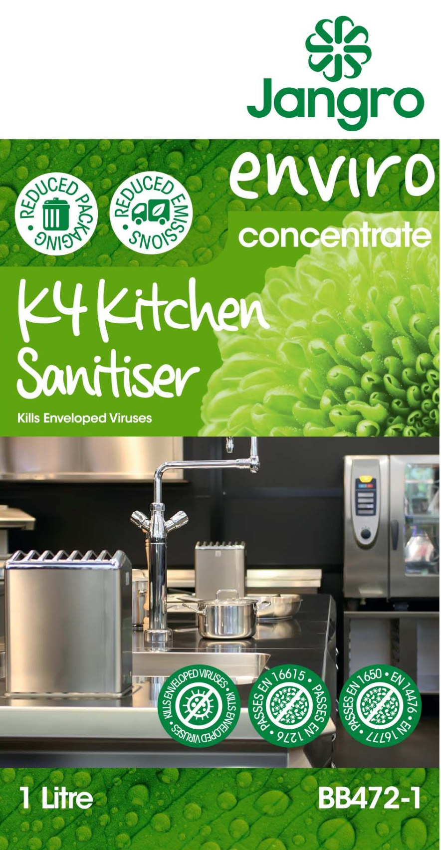 Kitchen Sanitiser Concentrate 1L K4 Enviro BB472-1