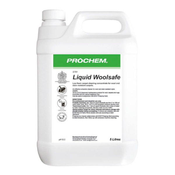 Prochem Liquid Woolsafe S781 - 5L bottle for cleaning wool and stain-resistant carpets.